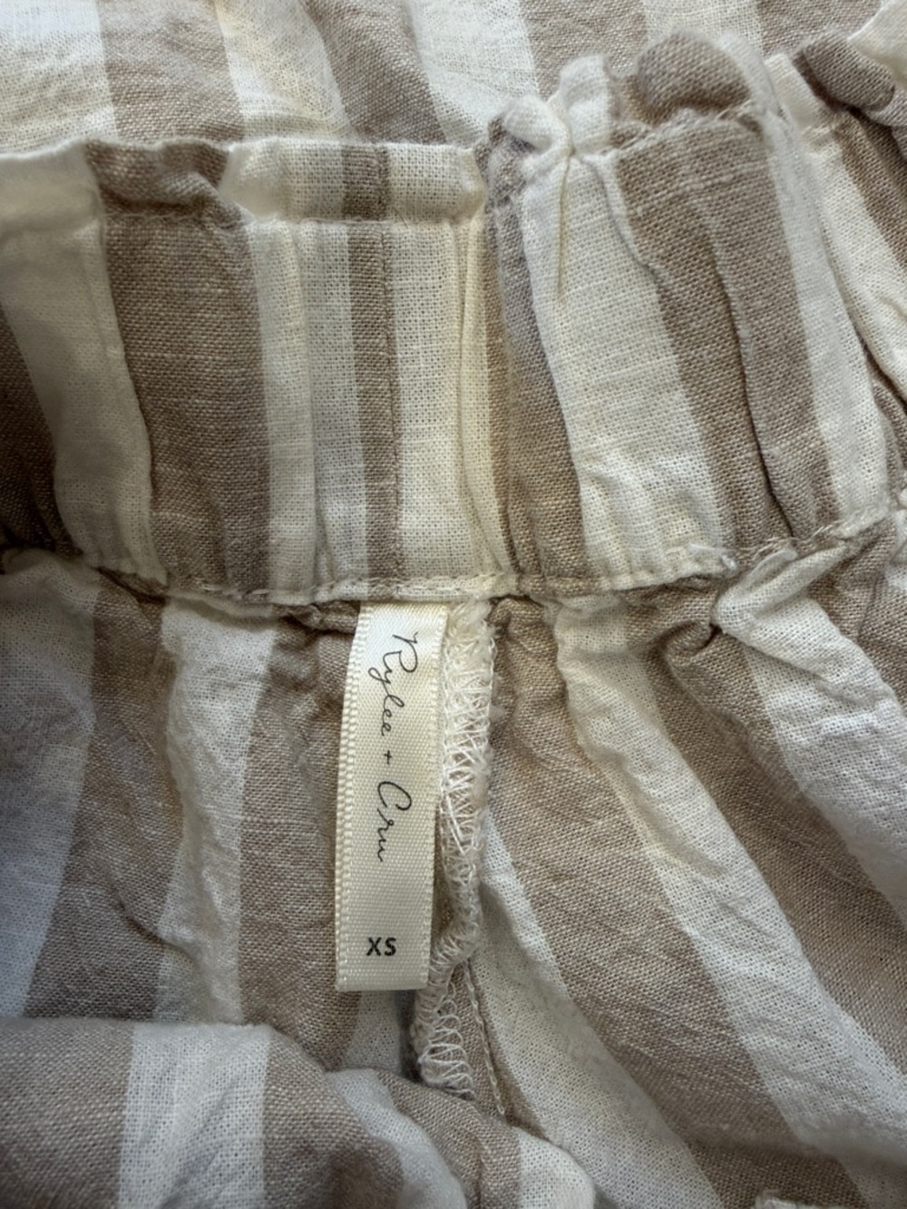 Rylee + Cru Beige and White Striped Button-Up Top and shorts set - Picture 2 of 5